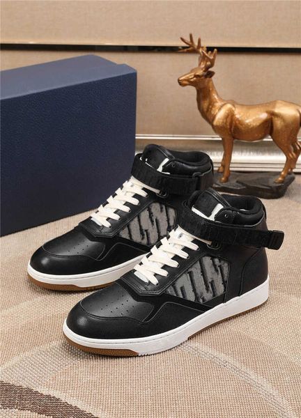 

2022 luxury designer dress shoes b27 mid-sneaker black smooth calfskin with beige and black shoe with original box