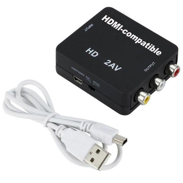 

-compatible av scaler adapter hd video converter to av/cvsb ntsc box 1080p support rca l/r pal n5j2 audio cables & connectors