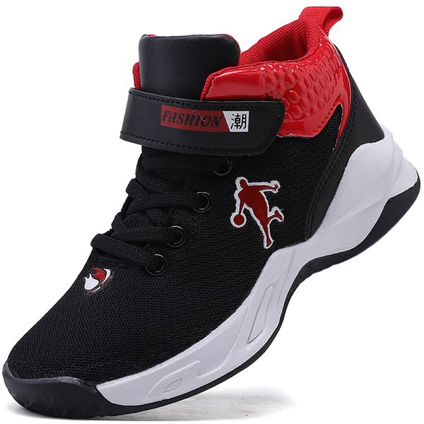 

boys basketball shoes thi sole soft summer kids sneakers non-slip leather children sport shoes outdoor autumn boy basket girls, Black;red