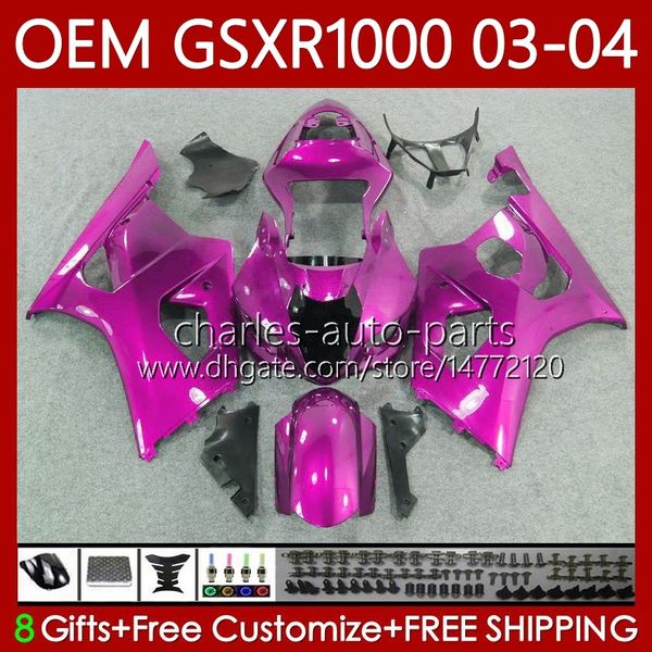 100% Fit OEM TRABALIFICAÇÃO PARA SUZUKI GSX-R1000 1000CC K3 03-04 Glossy Rosa Feeding 67NO.160 GSXR 1000 CC GSXR1000 03 04 GSXR-1000 K 3 GSX R1000 2003 2004 Óleo de Molde de Injeção