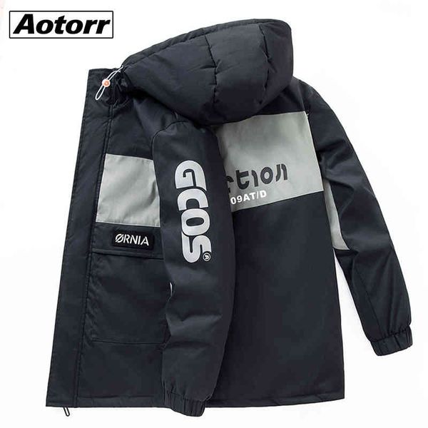 

Fashion Thermal Thick Puffer et Coat High Quality Overcoat Winter Parka Men 80% White Duck Down Coats, Black;white