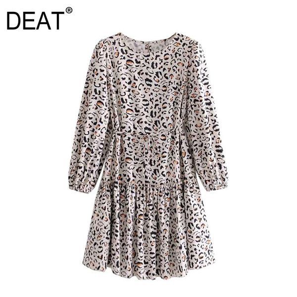 

[deat] 2021 spring autumn fashion tide women round neck long sleeve printing temperament loose casual mini dress 13w079 dresses, Black;gray