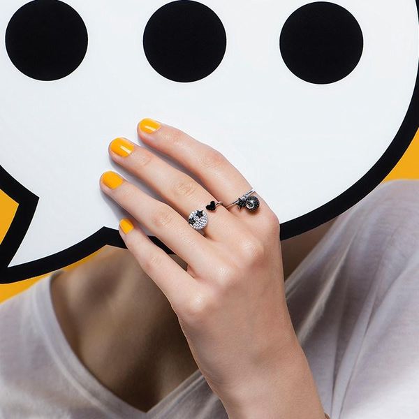 

cluster rings black awn 2021 genuine 925 sterling silver jewelry '8' for women female star bague g100, Golden;silver