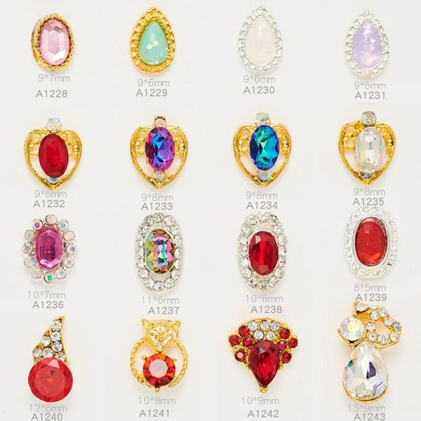 

nail art decorations 20pcs drop diamond magic color love red metal alloy rhinestone diy jewelry decoration, Silver;gold