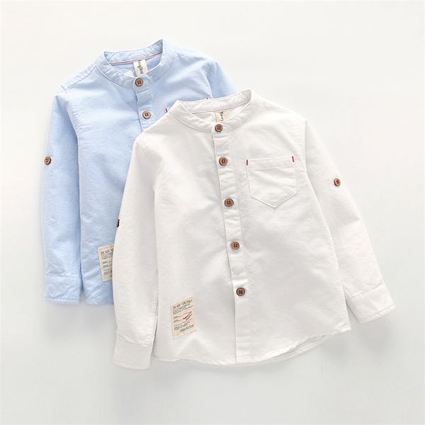 Camicia con colletto per neonato Camicia per bambini britannici in cotone solido Camicetta a maniche lunghe per la scuola Abbigliamento per bambini Camicie bianche per bambini piccoli 210713