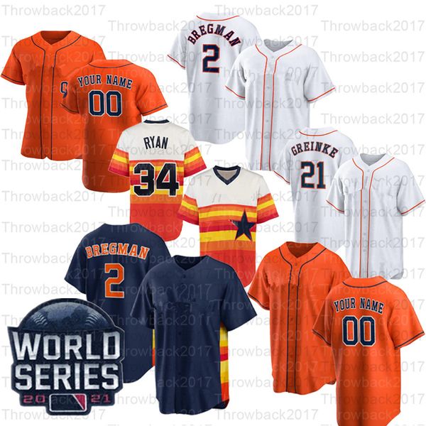 Baseball Jersey 2021 WS Springer Alex Bregman 27 Jose Altuve Zack Greinke Justin Verlander Yuli Gurriel Trikots