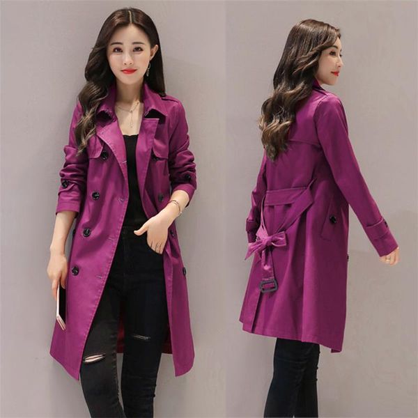 

women's trench coats spring fashion windbreaker female double-breasted stitching belt autumn abrigos lapel thin casual coat 2021 z728, Tan;black