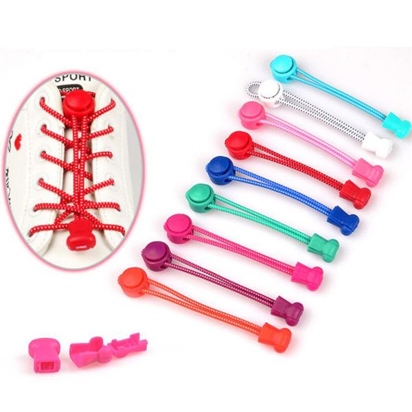

100cm elastic shoelaces round locking no tie shoe kids quick lazy laces rubber sneakers shoelace, White;pink