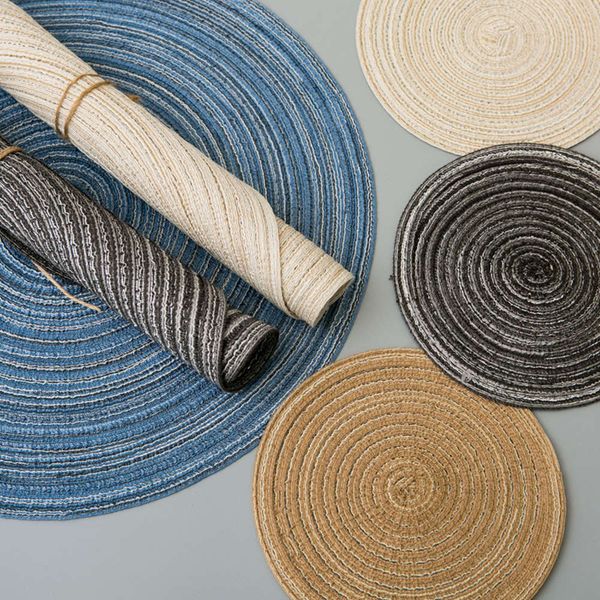 

japanese cotton ramie household circular woven meal mat heat insulation western dish bowl cup slip and scald