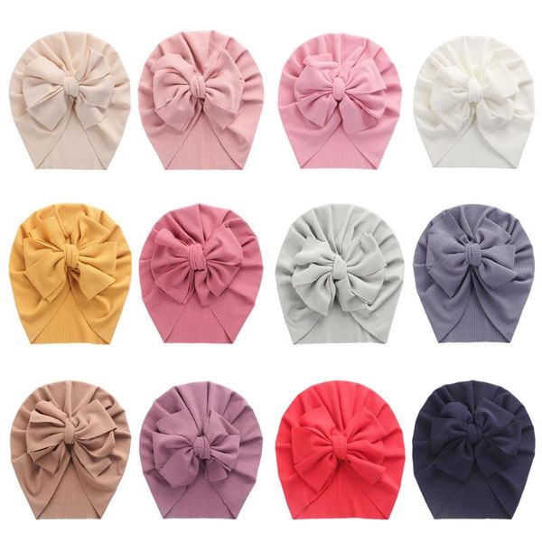 

caps & hats bowknot baby hat soft girls turban solid color infant toddler cap beanies kids beach, Yellow