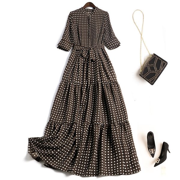 

two piece dress vintage short sleeves polka dot print women will see long runway dress elegant designers rents up to spring break in dresses, White