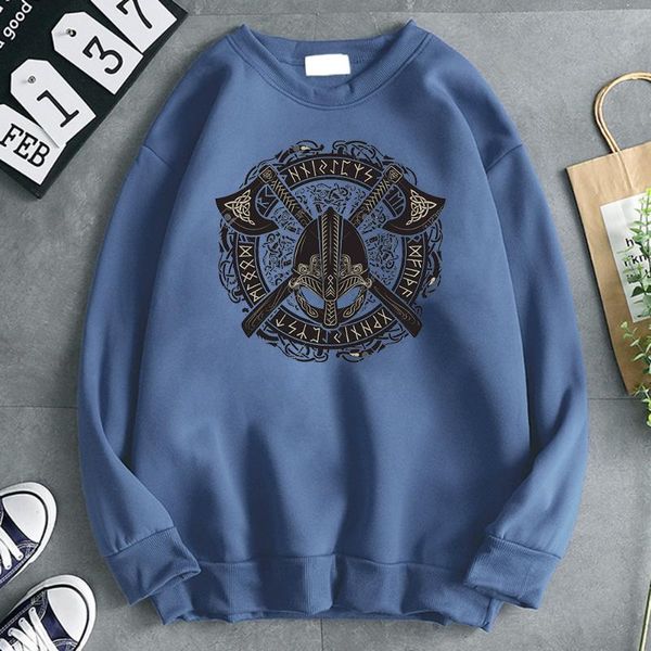 

men's hoodies & sweatshirts man hoodie viking print long sleeve fleece pullover hooded male hip hop loose streetwear harajuku vintage c, Black