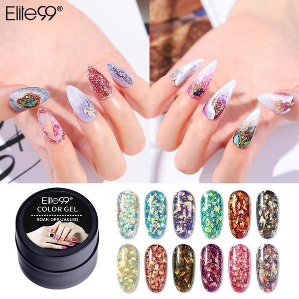 

elite99 5ml glitter color uv gel polish soak off flower effect lacquer semi permanent nail hybrid vanish paint1, Red;pink