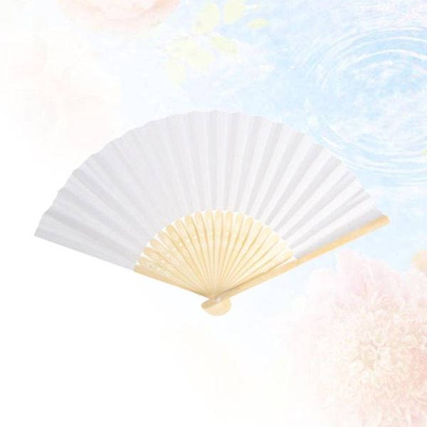 

party favor 12pcs folding hand fan diy made painting writing for kids adults (white)