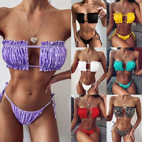 

women's swimwear bikinis swimsuit pleated bikini uebe, White;black