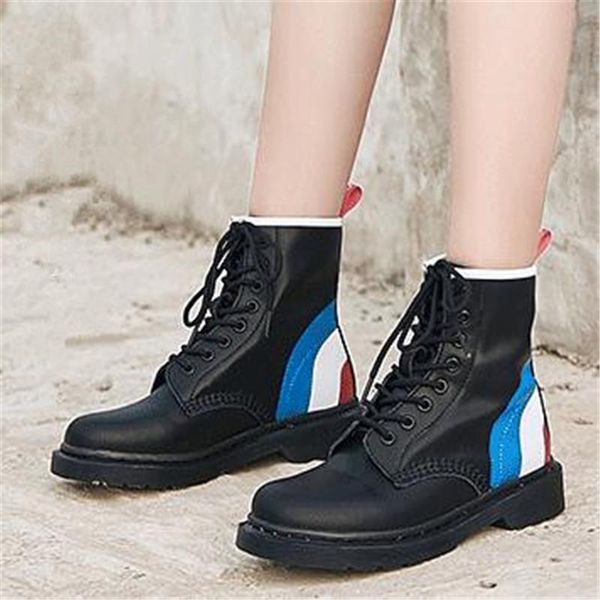 

boots 2021 shoes women genuine leather sneakers motorcycle woman spring autumn military botas mujer white black ankle