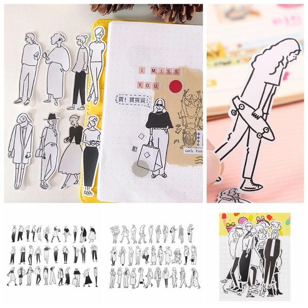 

gift wrap decorative welt diy accessories scrapbooking patchwork girls silhouette stickers simple illustration paster black white