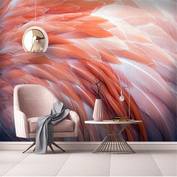 

milofi custom large wallpaper mural hd nordic minimalist flamingo feather living room bedroom background wall wallpapers