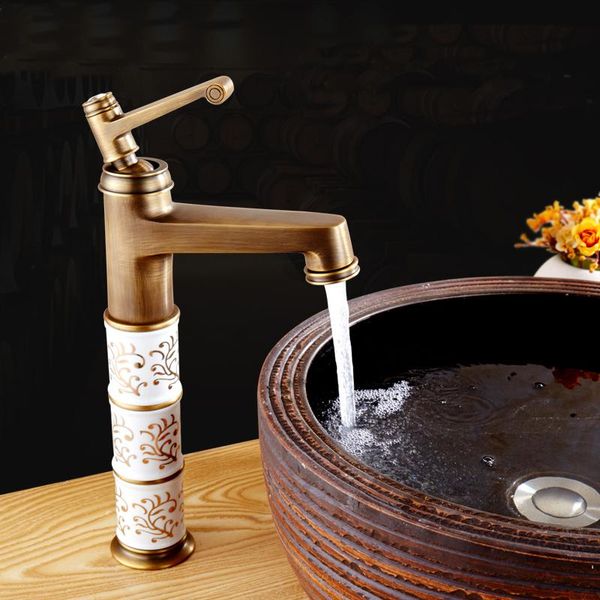 

bathroom sink faucets art antique blue and white porcelain style basin faucet, copper kitchen brass faucet mixer water tap cold