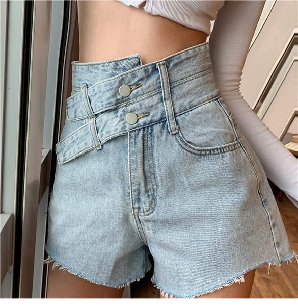 

women's shorts women 2021 est summer korean style fashion high waist female patchwork denim plus size personality streetwear, White;black