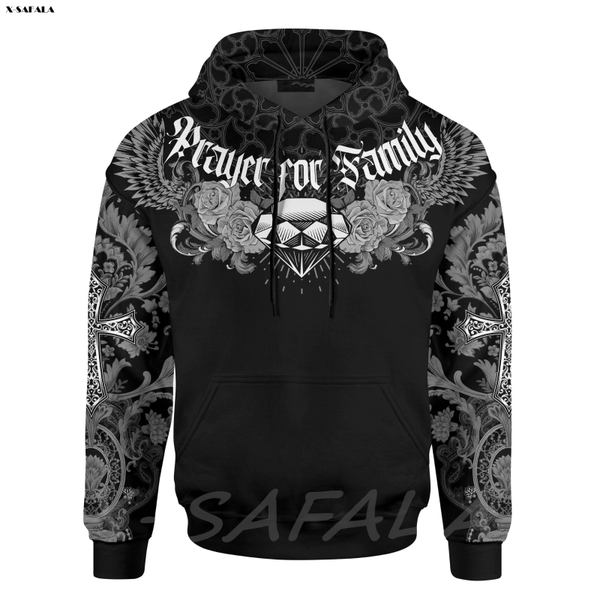 

men's hoodies & sweatshirts prayer for family christian god jesus 3d printed man female zipper hoodie pullover sweatshirt hooded jersey, Black