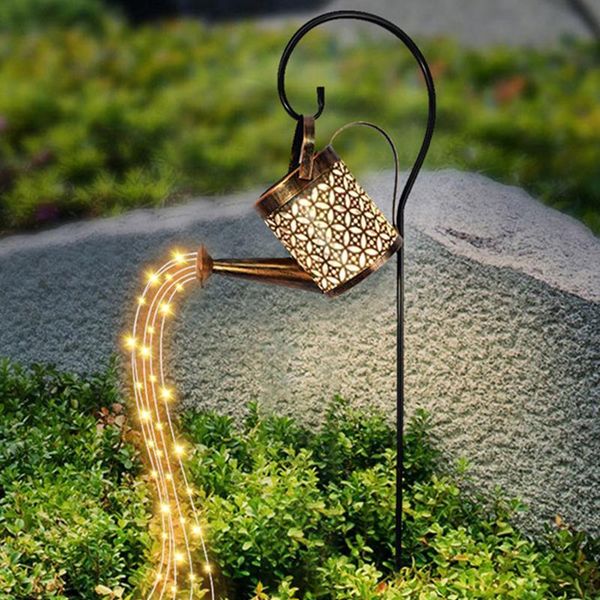 

lawn lamps led solar shower watering can string lamp metal iron waterproof art water sprinkler kettle light landscape garden outdoor decor