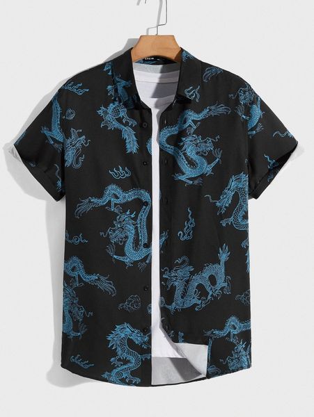 

men chinese dragon print shirt without tee w8fu#, White;black
