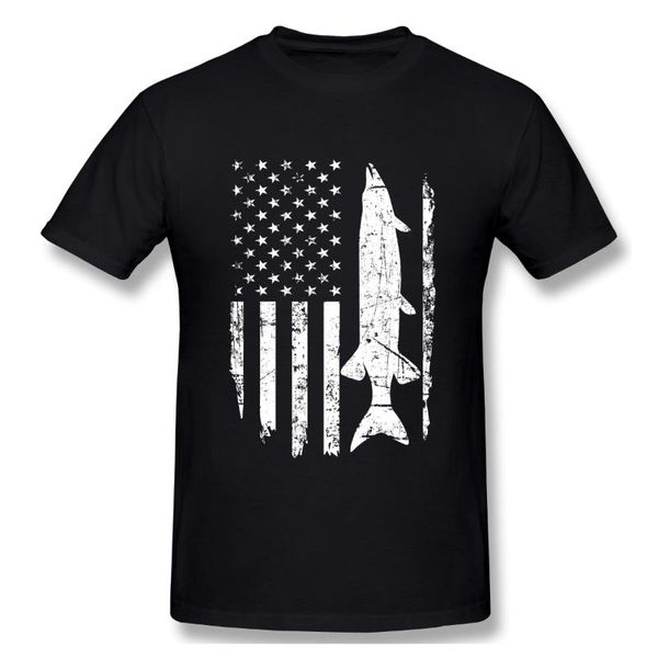 

men's t-shirts northern pike fishing fisher american flag t shirt man woman, White;black