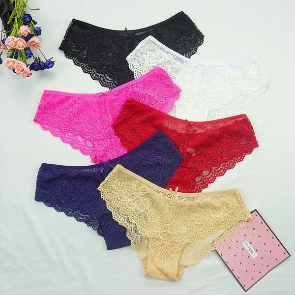 

women's panties 6pcs/lots women lace underwear transparent seamless briefs hollow out low rise female underpants panty -xxl, Black;pink