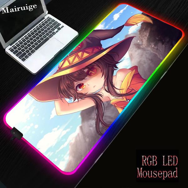 

mouse pads & wrist rests mairuige megumin anime rgb gaming large pad computer waterproof mause led with backlight keyboard desk carpet mat x