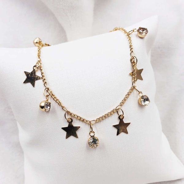 

hand catenary star diamond gold plated versatile bracelet lady, Black