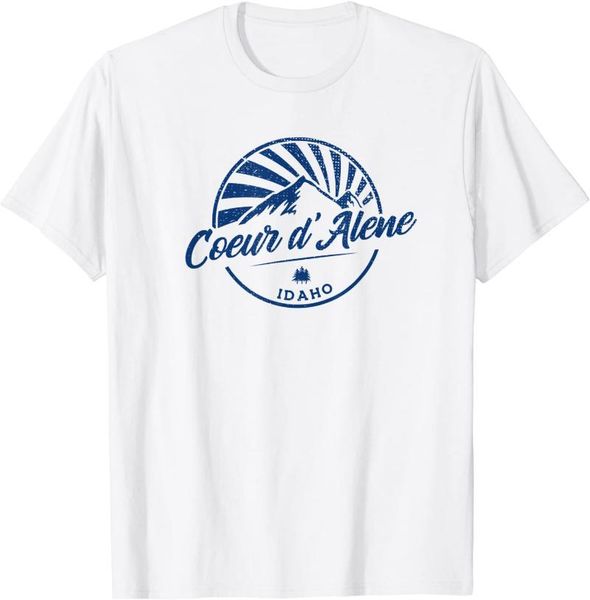 

men's t-shirts coeur d'alene idaho - retro vintage city mountains t-shirt, White;black