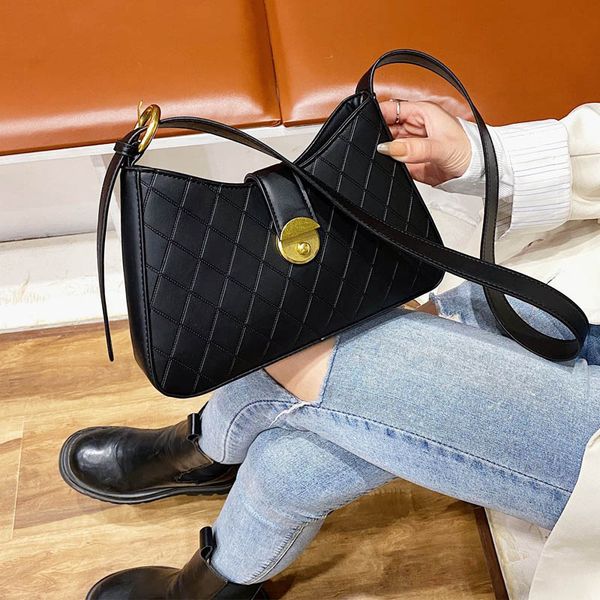 

lady simple oblique satchel french style womens bag 2021 crossbody shoulder bag retro shoulder purse leather weave pattern