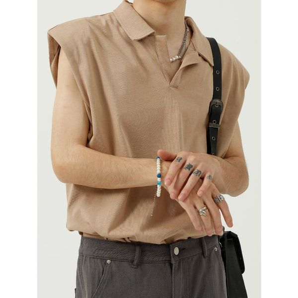 

men's polos high street summer sleeveless t-shirt mens korean style casual shirt men cotton vest white brand fashion bodybuilding, White;black