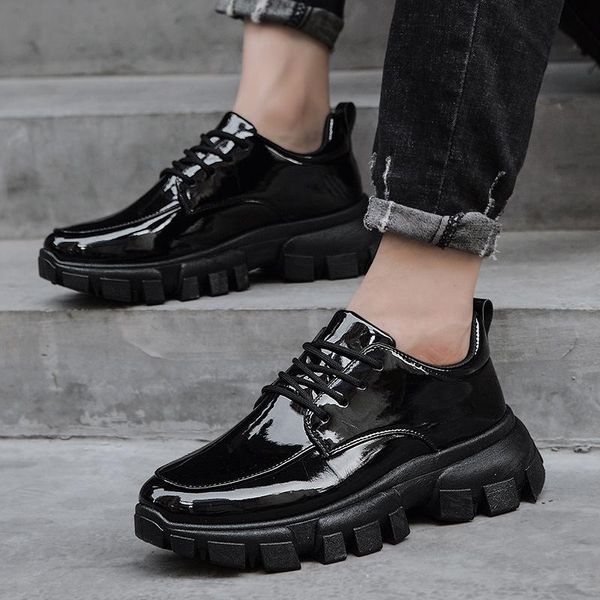 

boots work men thick soled man casual shoes hard-wearing sneaker classic high boot low price, Black