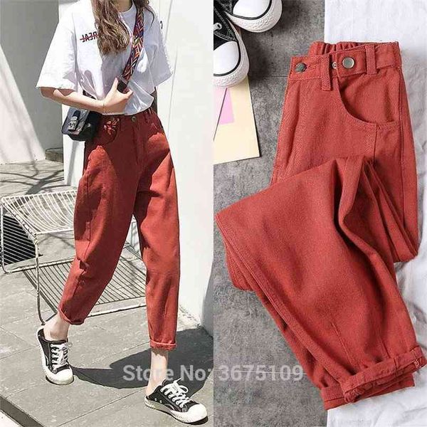 

large size women's oversize high waist white jeans elastic loose korean boyfriend pants woman black trousers mom clothes 210915, Blue
