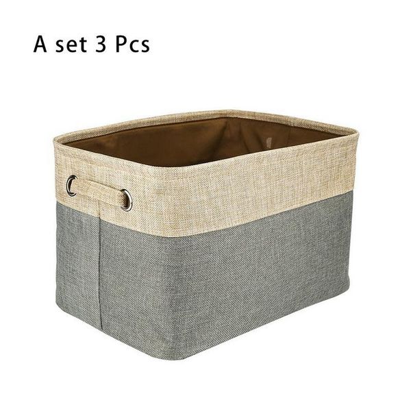 

storage boxes & bins 3-pack large basket set rectangular fabric collapsible organizer bin with carry handle for towels toys clothes kids roo