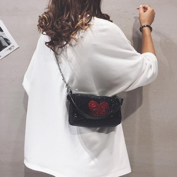 

shoulder bags luxury designer bright diamond love armpit women's brand handbag chain crossbody female square bag and purses