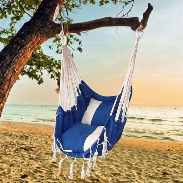 

tassel hanging chair,outdoor for adults and children indoor chair with cushion canvas swing blue camp furniture