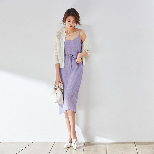 

casual dresses lavender purple slip dress summer sleeveless pink midi elegant party women evening designer clothes fashion, Black;gray