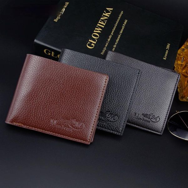 

wallets men pu leather short wallet holder business fashion men's coin purse male handbag, Red;black