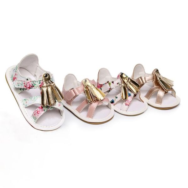 

personality fashion baby girl pu sandals summer tassel design rubber sole anit slip walking shoes, Black;red