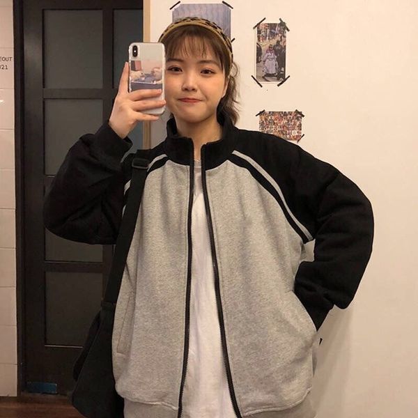 

90s zip up hoodie spring harajuku ladies korean clothing girls sweaters, Black