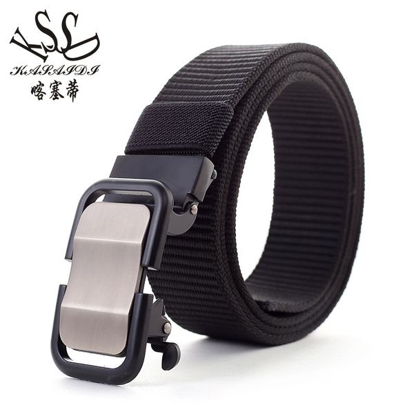 

automatic buckle belt men's nylon canvas outdoor leisure breathable, Black;brown
