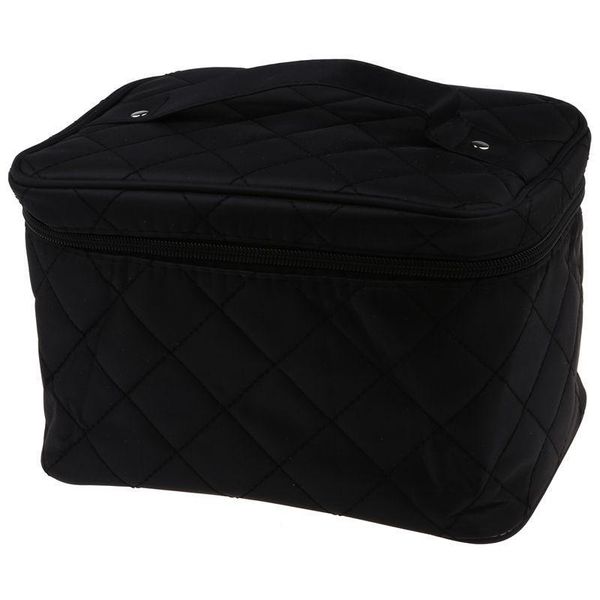 

kf-new zipper cosmetic storage make up bag handle train case purse-m black1