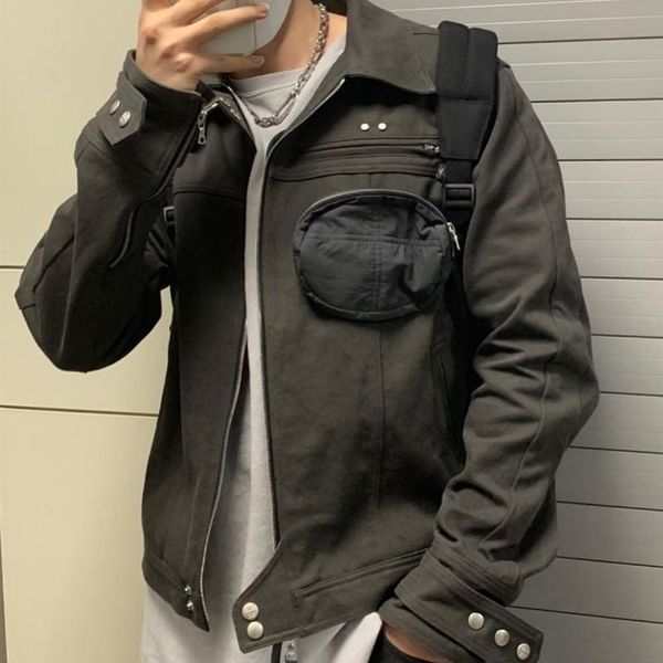 

men's jackets black multi-pocket fashion jacket men heavy fabric denim vintage women coat clothing, Black;brown
