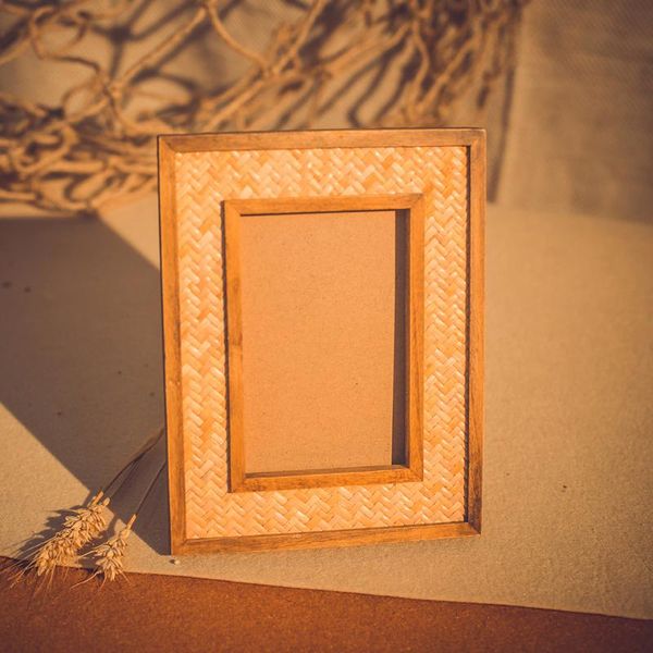 

rattan po frames retro handmade solid wood edge decorative frame 5x7 picture