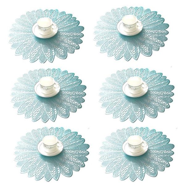 

mats & pads 6pcs pvc placemat cup cookware flower shape table mat set doily kitchen insulation pad christmas gift home