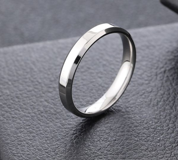 

european and american simple ring 4mm inner arc beveled edge titanium stainless steel smooth, Silver