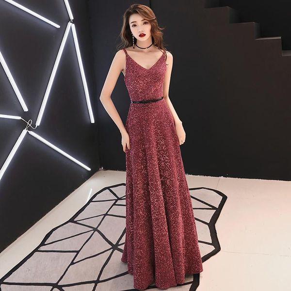 

party dresses luxury long sequin evening dress v neck gowns sleeveless prom formal lf319, White;black